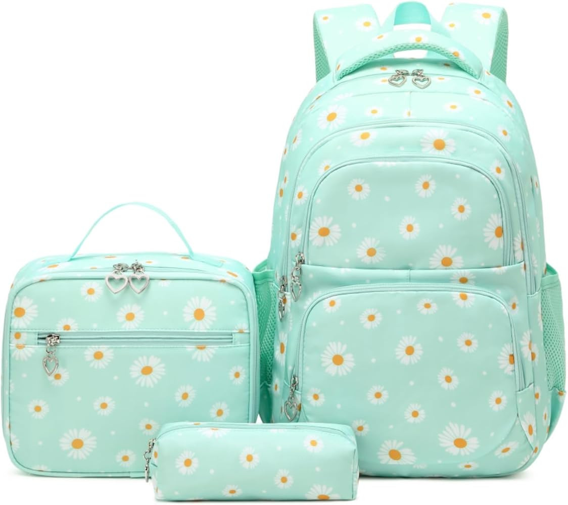 Daisy Kids Backpack for Girls, Multi Pocket School Bags with Lunch Box for Elementary, Teen Girls... | Amazon (US)
