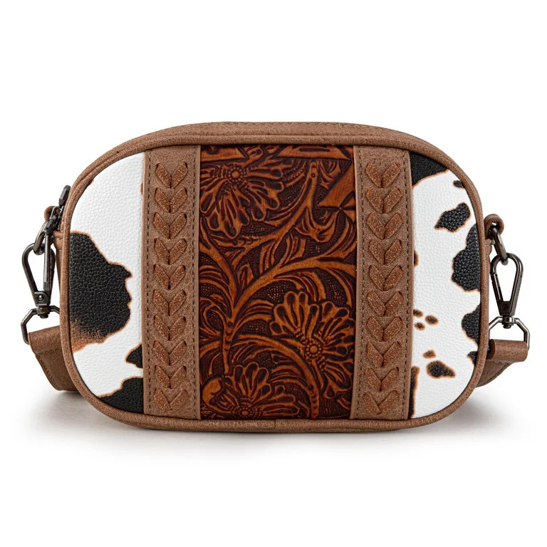 Montana West Cow Print Crossbody Bag for Women Western Tooled Design with Built in Card Holder, S... | Walmart (US)