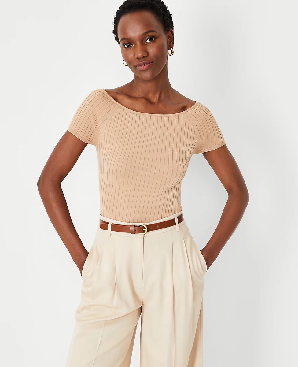 Ribbed Wide Neck Sweater Tee | Ann Taylor (US)