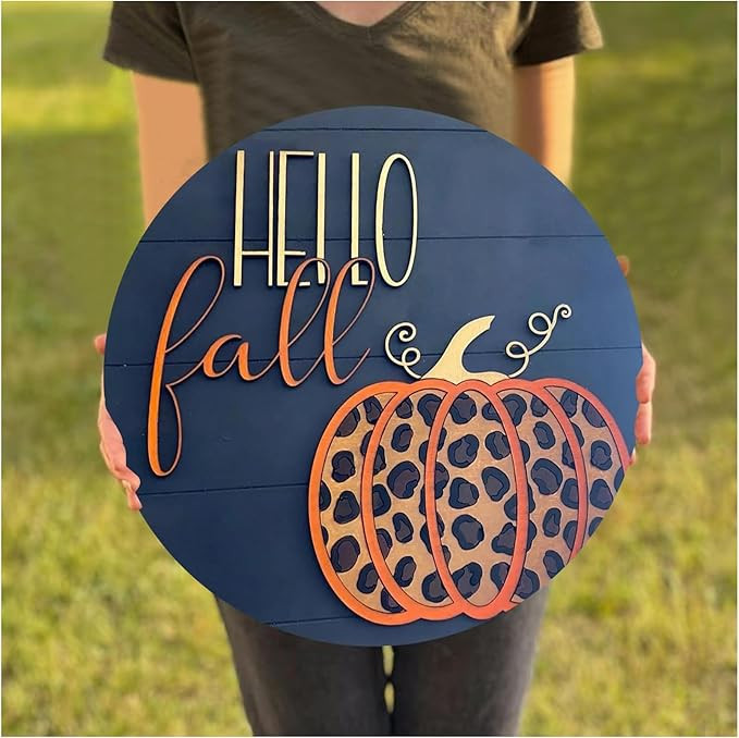 Welcome Fall Door Sign Pumpkin Sign for Front Door, Fall Wreath Door Wood Sign Truck Pumpkin Sign... | Amazon (US)