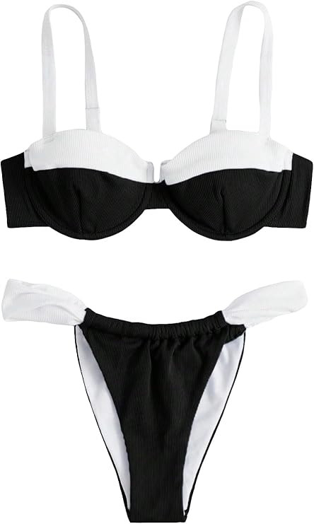 SOLY HUX Women's Color Block Underwire Bikini Sets Bathing Suits Two Piece Swimsuits | Amazon (US)