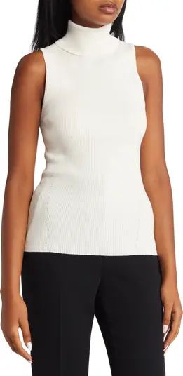 Anne Klein Sleeveless Ribbed Turtleneck Sweater | Nordstrom | Nordstrom