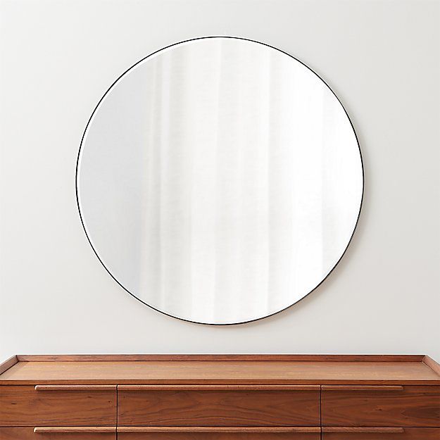 Edge Brass Round 48" Wall Mirror + Reviews | Crate and Barrel | Crate & Barrel
