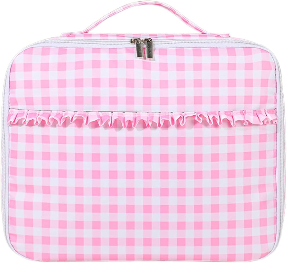EMBRUNIOICE Lunch Bag for Women, Ruffle Plaid Ladies Insulated Lunch Box, Lightweight Leakproof L... | Amazon (US)