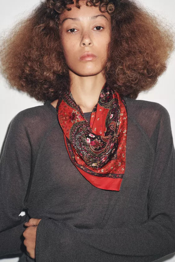 PRINTED SCARF WITH SILK | Zara UK