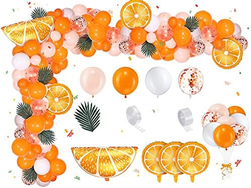 Little Cutie Baby Shower Decoration 113 Pieces Orange Balloon Jumbo Garland Orange Foil Jumbo Balloo | Amazon (US)