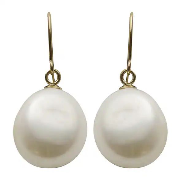 Pearls For You 14k Yellow Gold White Baroque Freshwater Pearl Earrings (10-11 mm) | Bed Bath & Beyond