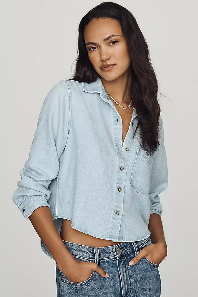 Cropped Denim Buttondown Shirt | Anthropologie (US)