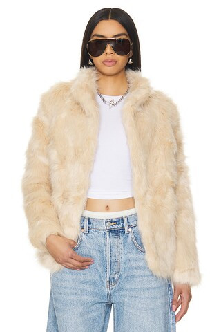 LIONESS Bada Bing Faux Fur Coat in Beige from Revolve.com | Revolve Clothing (Global)