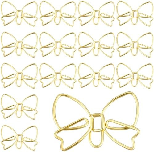YALOJE 15pcs Mini Bow Shape Paper Clips, Gold Fancy Paperclips, Cute Bowknot Metal Bookmarks, Dec... | Amazon (US)