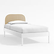 Maren White Cane Wood Kids Twin Bed Frame + Reviews | Crate & Kids | Crate & Barrel