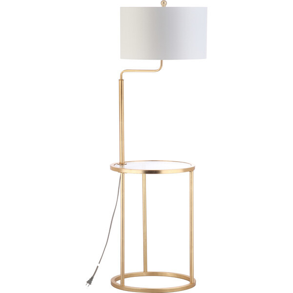 Crispin Floor Lamp Side Table, Gold | Maisonette