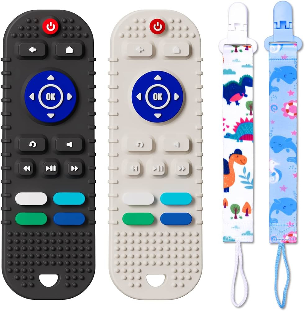 2 Pack Soft Silicone Teething Toys for Toddlers, Babies, Boys, Girls, 6-12 Months Baby Remote Con... | Amazon (US)
