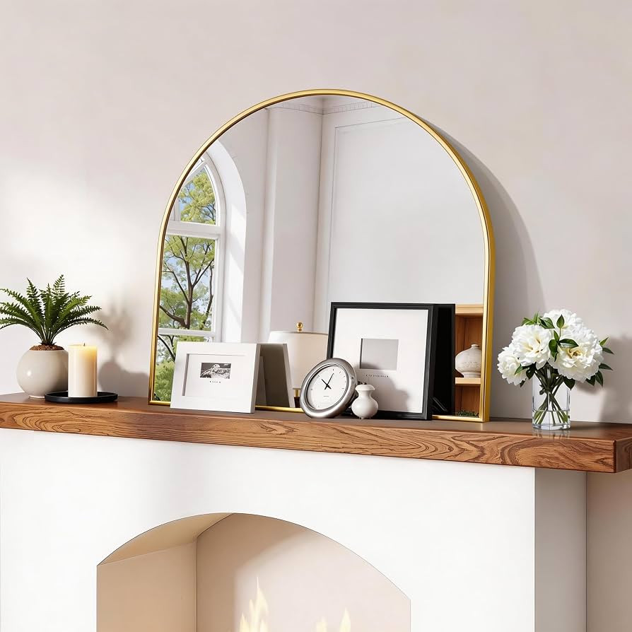 CIRCUMI Arched Wall Mirror, 24"x24" Gold Arched Mirror with Tempered Glass, Metal Frame, Large Si... | Amazon (US)