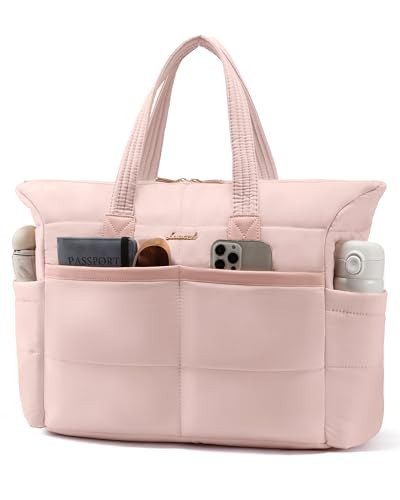 LOVEVOOK Tote Bag for Women,Puffer Tote Bag with Zipper,Large Shoulder Tote Bags with Compartments for Daily,Travel,Work,Gym | Amazon (US)