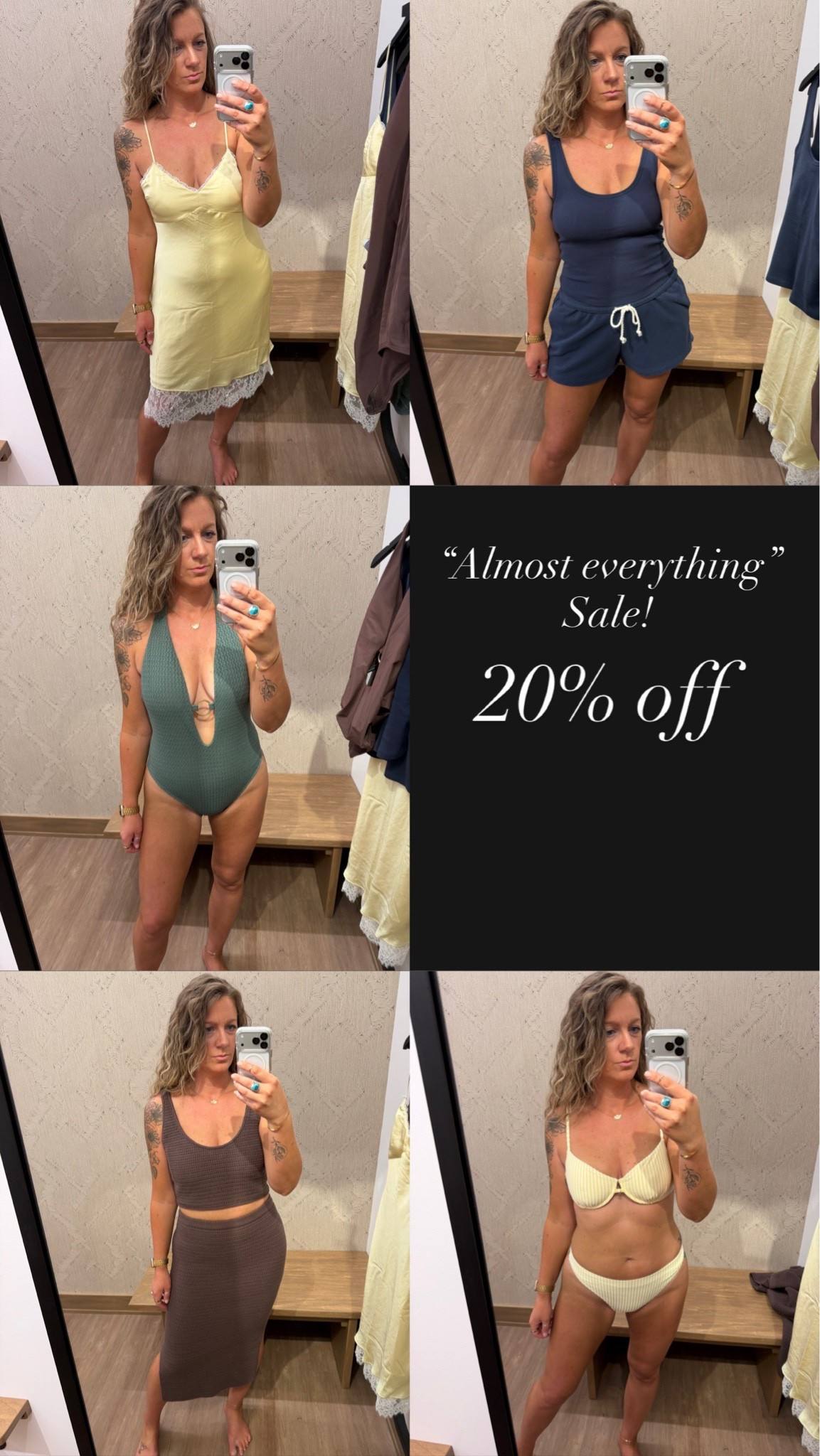 20% off sale! Wearing a large regular in everything (one piece swim and dresses come in tall!) need a medium in the top of brown skirt set, fits a little big for my liking

#LTKTall #LTKOver40 #LTKSaleAlert
