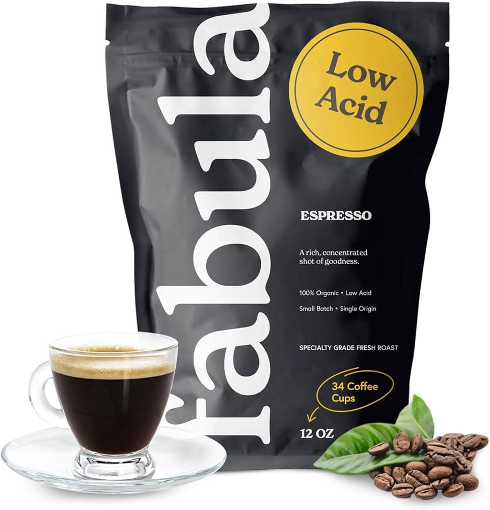 Fabula Low Acid Coffee Beans Whole, Organic Espresso Coffee - Non-GMO - No Molds - Mycotoxins Pes... | Amazon (US)