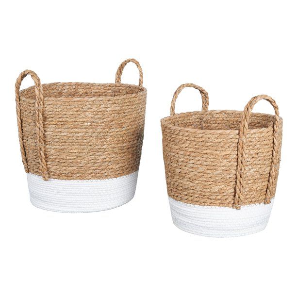 Mainstays Natural Seagrass & Paper Rope Baskets, Set of 2, Small and Medium | Walmart (US)