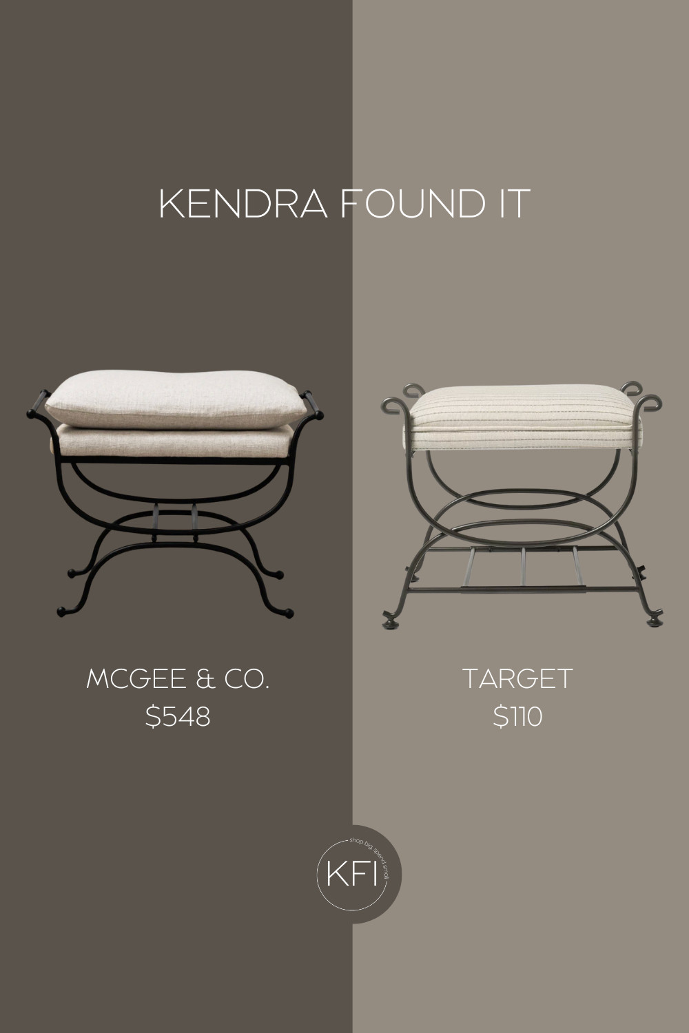 If you’ve been eyeing the McGee & Co. Alameda Stool but can’t justify the price… this Target dupe is so good. The original is around $500+ and features that signature linen cushion with a curved black iron base , and this one gives you the same sculptural, high-end look for just $110.

The shape is what really makes it — that soft upholstered top paired with the curved metal base instantly gives you that elevated, designer feel. It’s one of those pieces that makes a bedroom, entryway, or end-of-bed moment look fully styled without trying too hard.

If you love that McGee & Co./Amber Interiors aesthetic — neutral tones, mixed materials, and timeless silhouettes — this is such a good affordable find that looks way more expensive than it is. Linked here. 

 #LTKHome #LTKSaleAlert