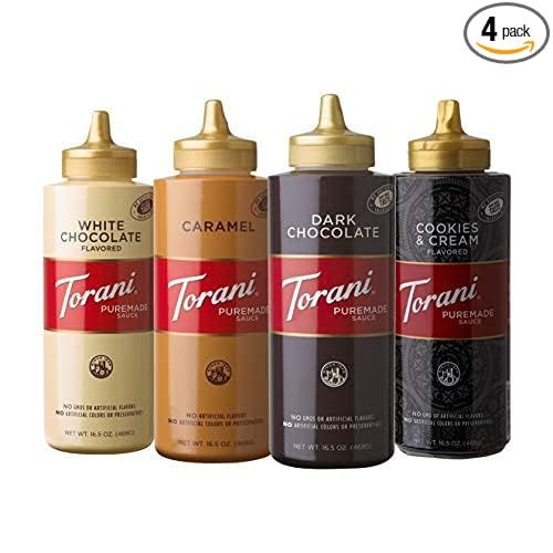 Torani Puremade Sauce Variety Pack, 4 Flavors, 16.5 Ounce Bottles | Amazon (US)