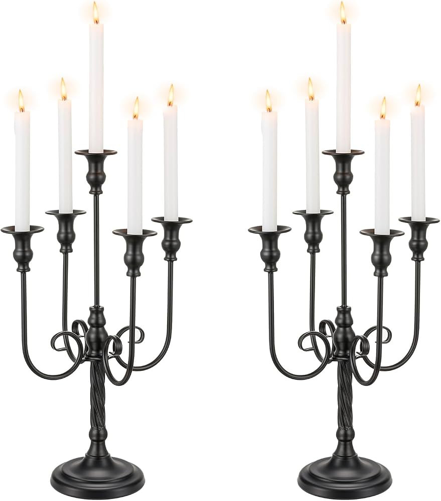 Candeldo 20 Inches Black Candelabra Halloween Decorations Set of 2 | Amazon (US)