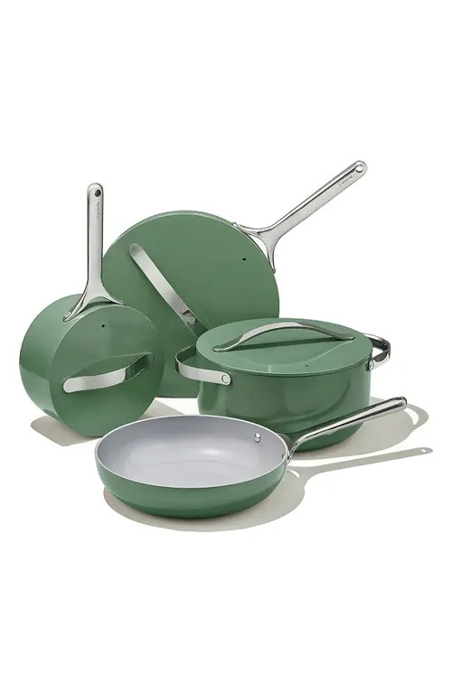 CARAWAY Non-Toxic Ceramic Non-Stick 7-Piece Cookware Set with Lid Storage in Sage at Nordstrom | Nordstrom