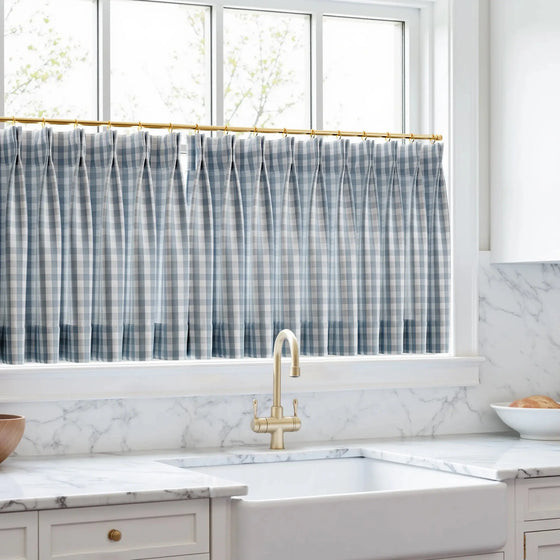 Celia Striped Plaid Cafe Curtain | TWOPAGES