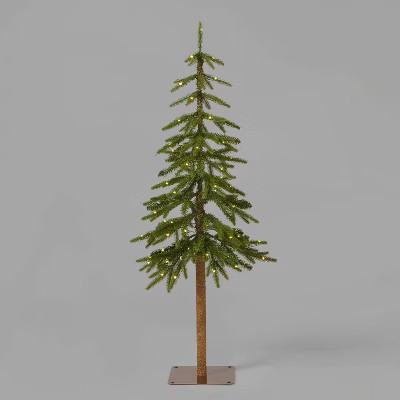 4' Pre-Lit LED Downswept Alpine Balsam Mini Artificial Christmas Tree Warm White Dew Drop Lig... | Target