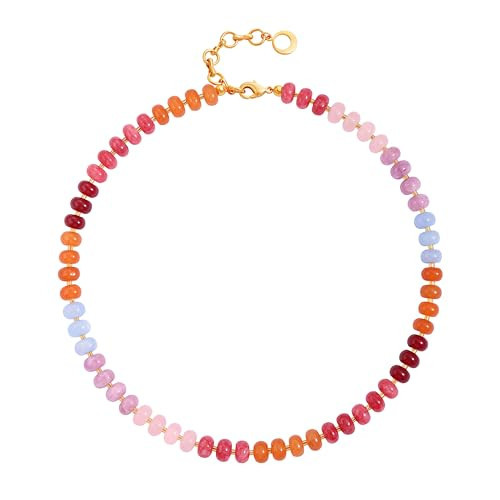 Aobei Pearl Beaded Gemstone Necklaces for Women, Boho Colorful Bead Choker Necklace, Chunky Rainbow Stone Handmade Summer Y2K Jewelry for Beach | Amazon (US)