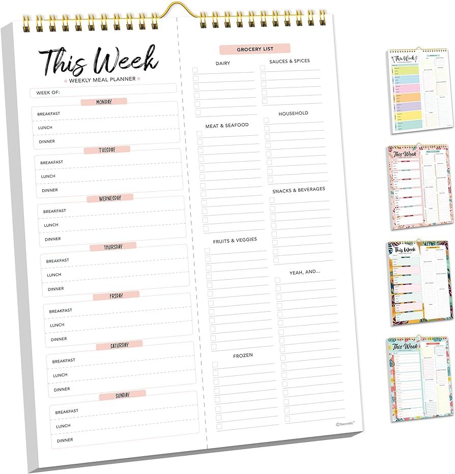Weekly Meal Planner and Grocery List - 52 Easy Tear-Off Sheets Fridge Meal Planner Magnetic, 8.5x... | Amazon (US)