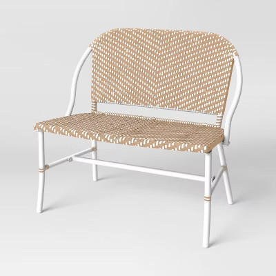 Suffield Wicker Patio Bench with Back - Threshold™: Steel Frame, Rust & Weather-Resistant, Seat... | Target