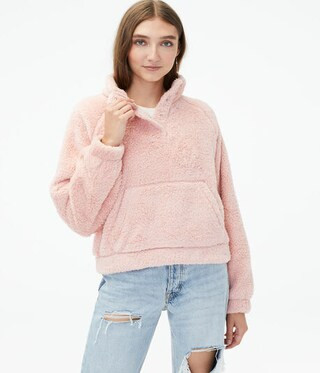 Cozy Mock-Neck Sherpa Fleece Pullover | Aeropostale