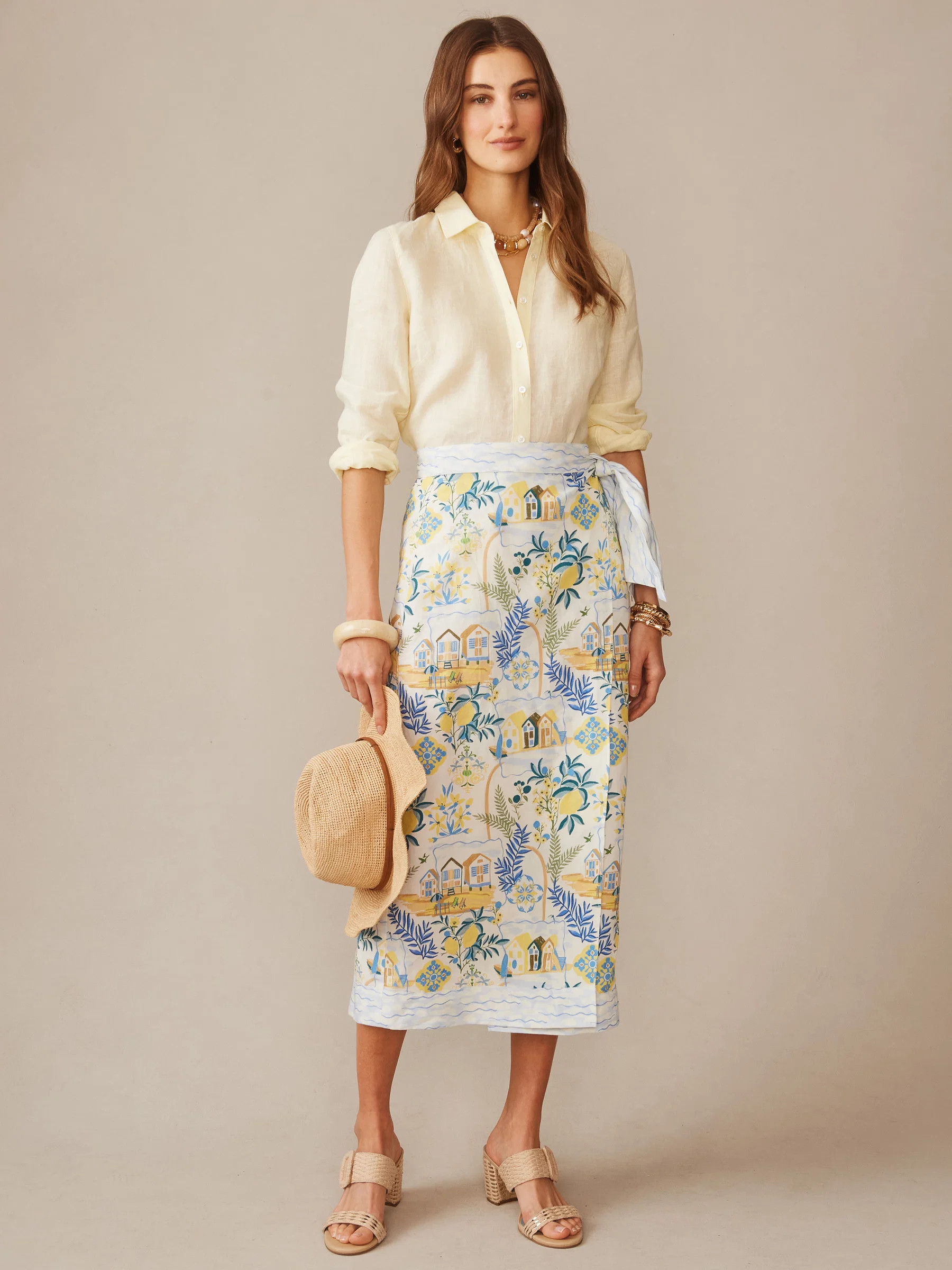 Ardis Linen Blend Skirt in Amalfi Coast | J.McLaughlin