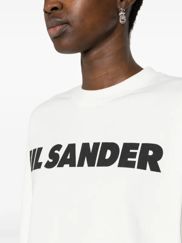 Jil Sander logo-print Cotton Sweatshirt | Neutrals | FARFETCH LV | Farfetch Global