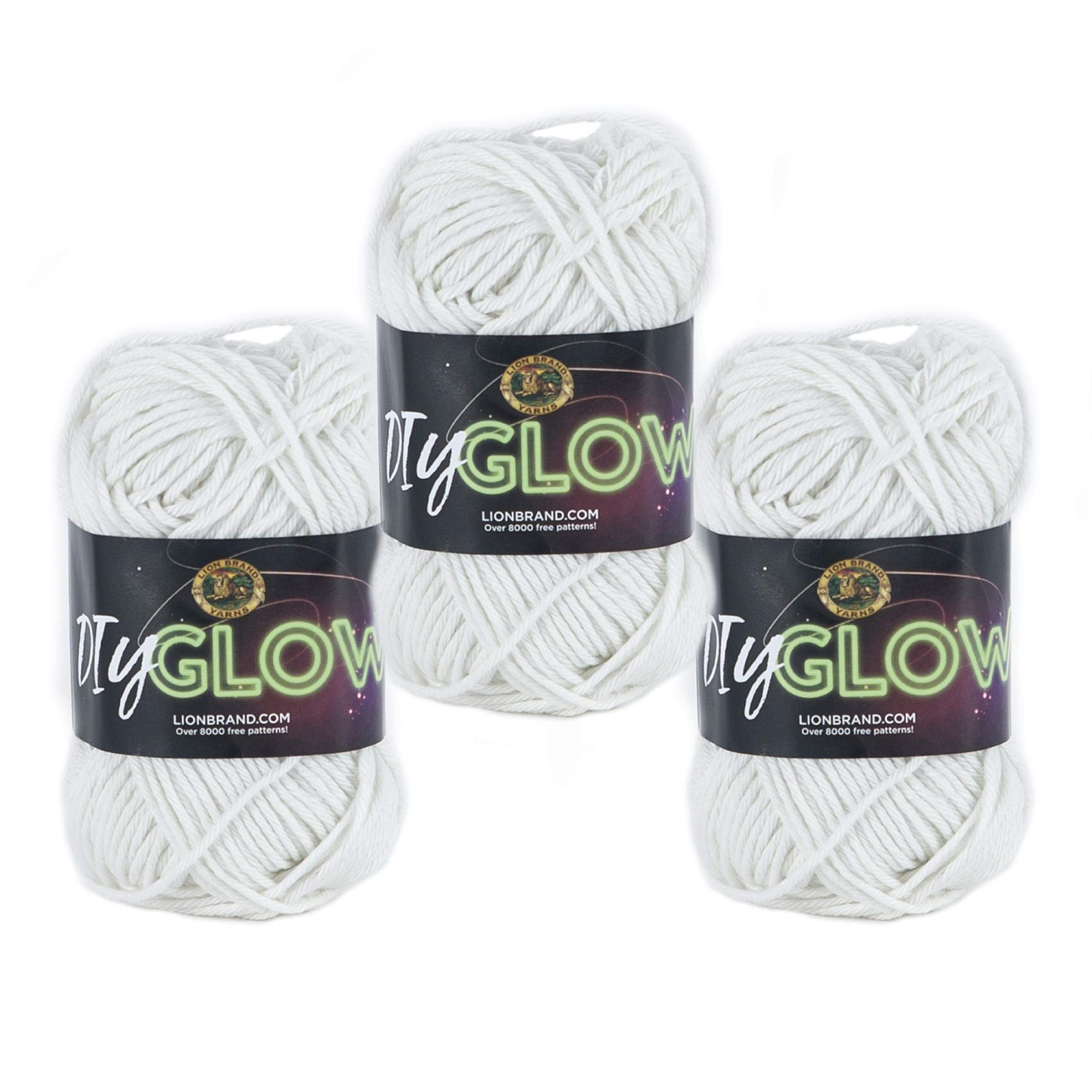 (3 Pack) Lion Brand Yarn DIY Glow Yarn, Natural | Amazon (US)