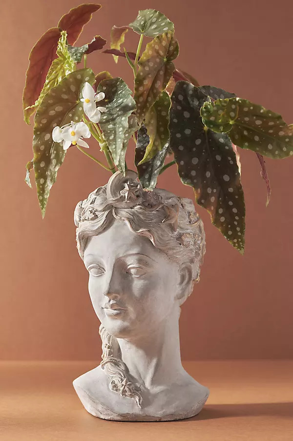 Celestial Grecian Bust Cement Pot | Anthropologie (US)