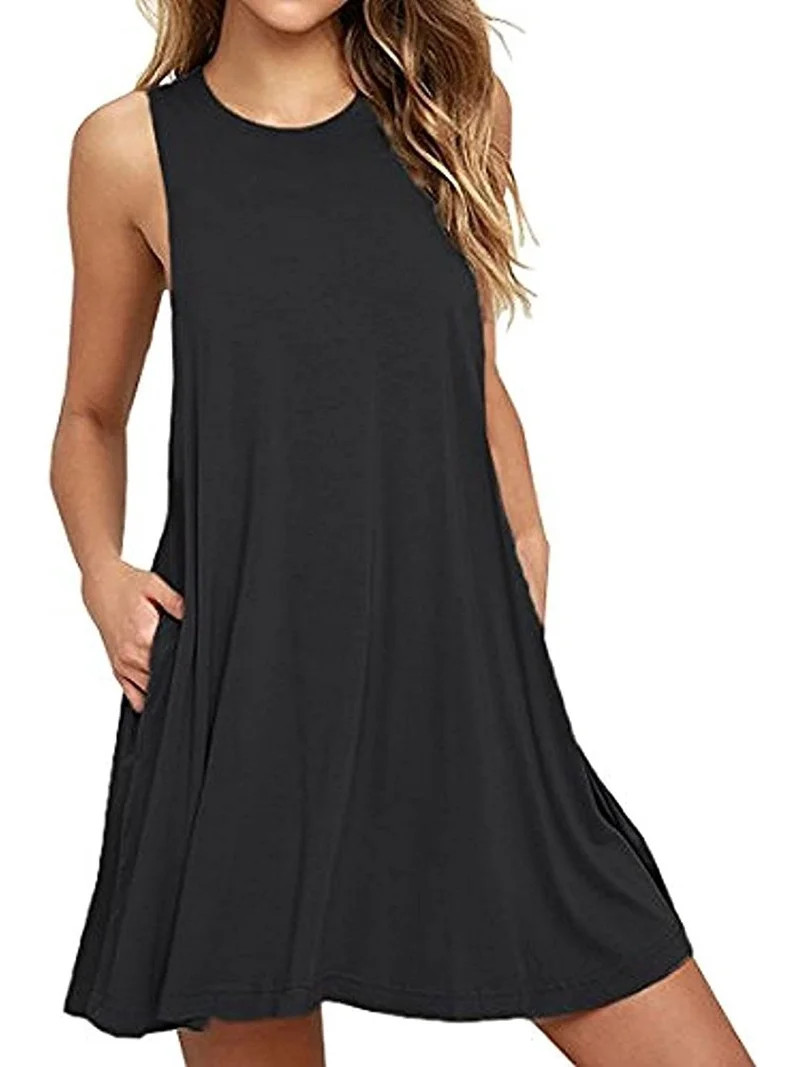 PPYOUNG Women Summer Casual Swing T-Shirt Dresses Beach Cover up Loose Tank Dress L | Walmart (US)