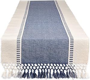 DII Dobby Stripe Woven Table Runner, 13x72-inch, French Blue | Amazon (US)