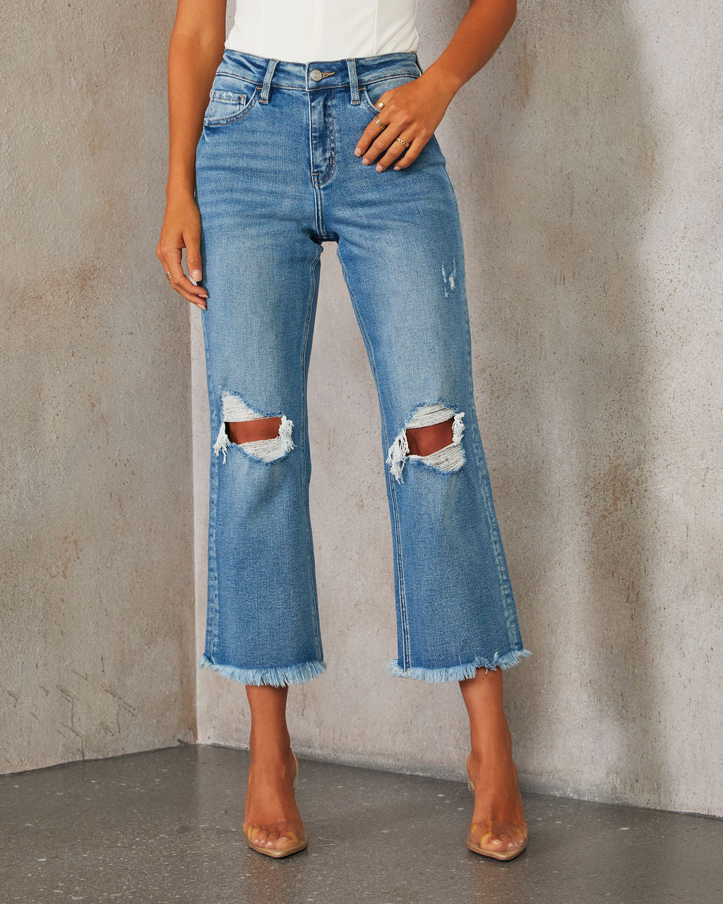 Amina High Rise Wide Leg Crop Jeans | VICI
