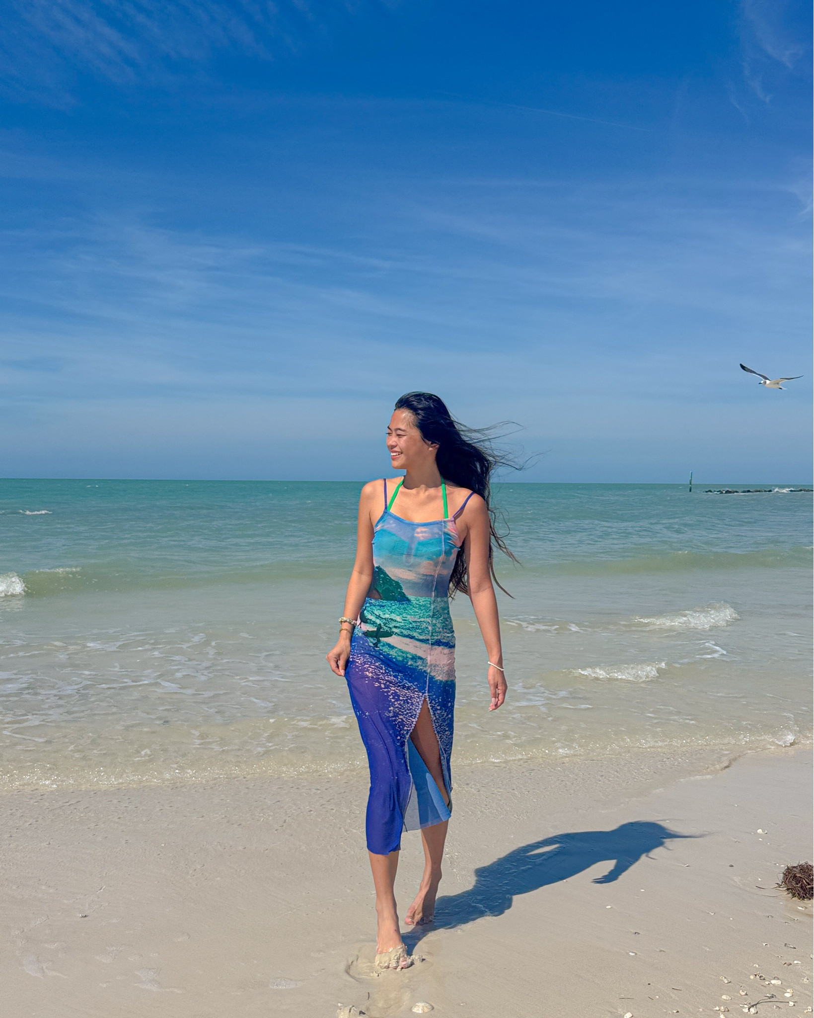 swimsuit cover up from anthropology 💙 lightly stretchy, sheer, with adjustable straps. there’s also a slit on the side! wearing a size XS. the exact accessories are unavailable so I just linked similar pieces.

#LTKTravel #LTKootd #LTKSwim