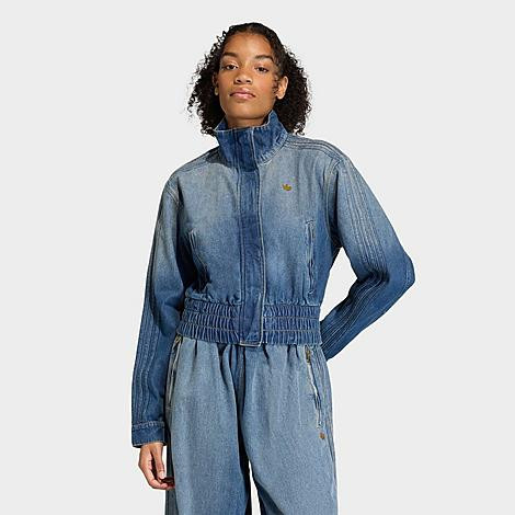 adidas Women's Originals Denim Track Top in Medium Vintage Denim Size: Small | JD Sports (US)