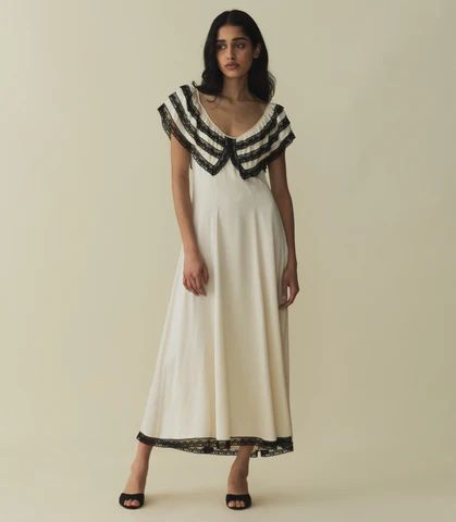 DÄ?EN Jessica Dress -- Magnolia - Size - L Silk Fitted Prairie Vintage-inspired Effortless | DOEN