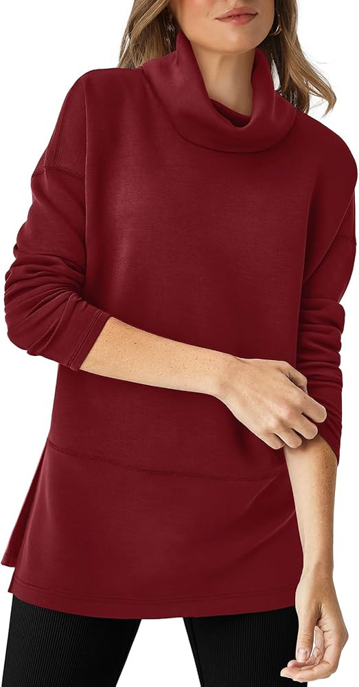 WIHOLL Womens Long Sleeve Tops Turtleneck Sweatshirt Fall Fashion 2024 Air Essentials Tunic Tops | Amazon (US)