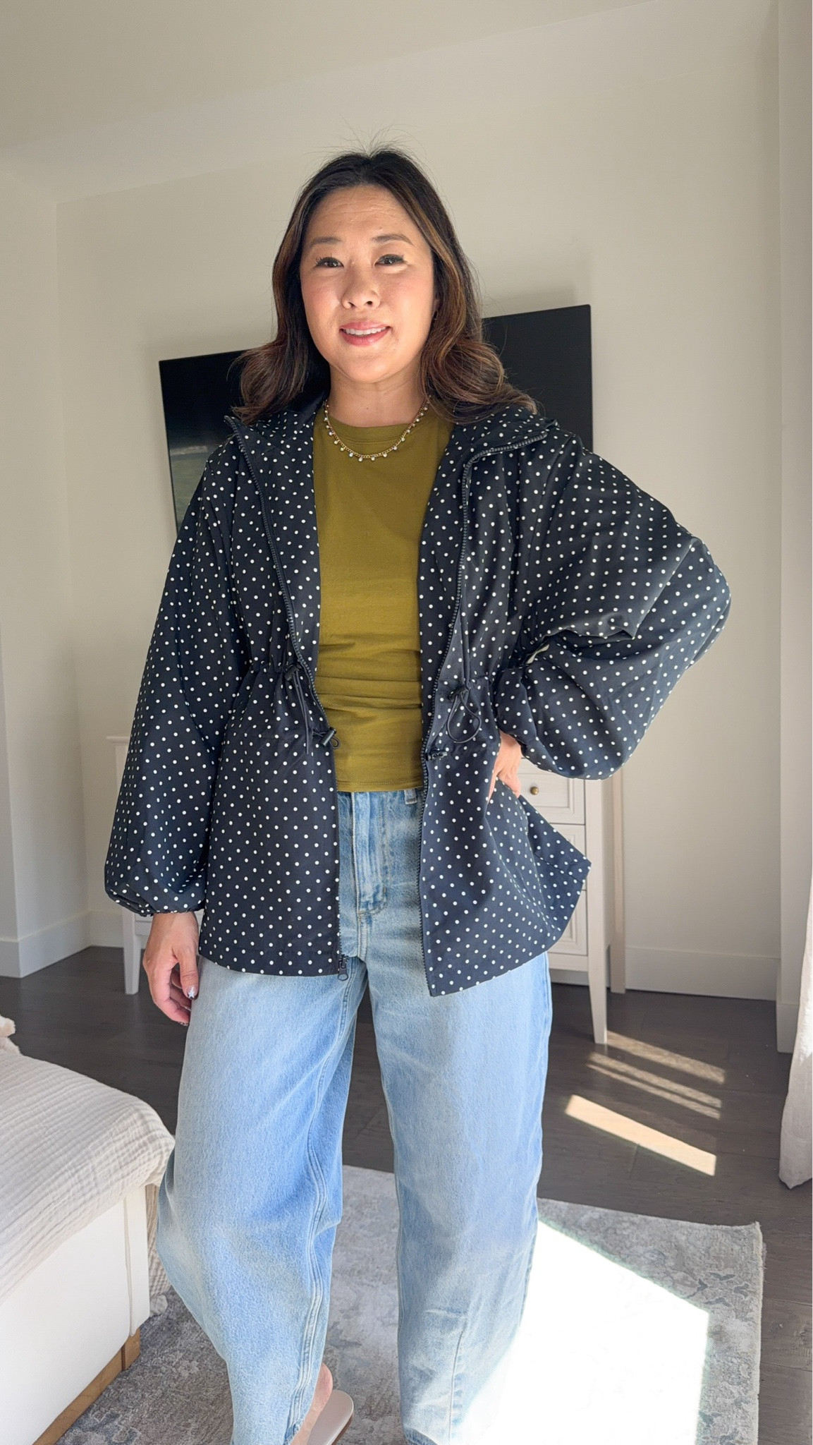 New target arrival outfit inspo

Green top: small
Barrel jeans: 6 regular 
Polka dot jacket: medium

#LTKootd #LTKSeasonal #LTKOver40