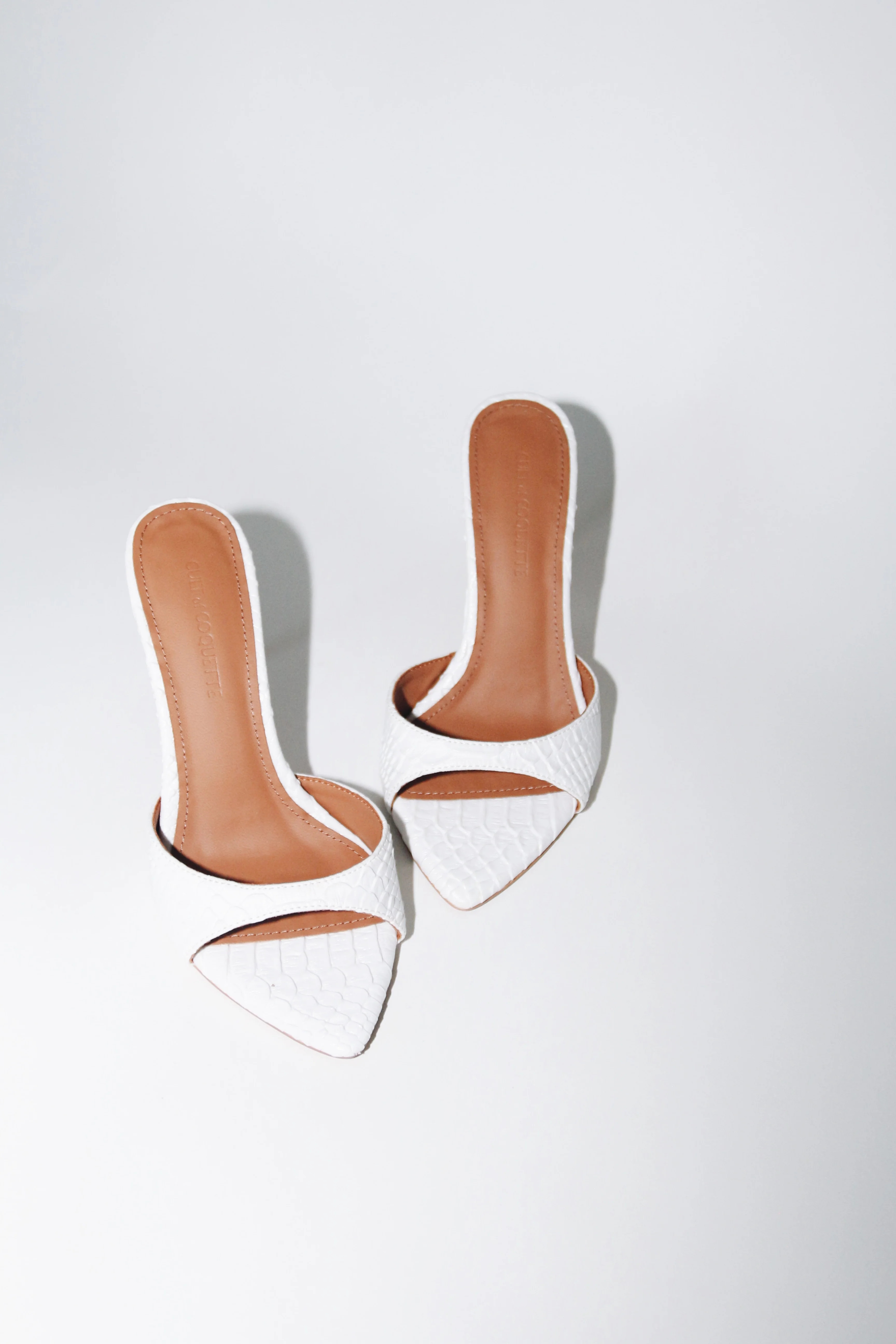 Gia White Reptile Vegan Mules 80 mm | CULT OF COQUETTE