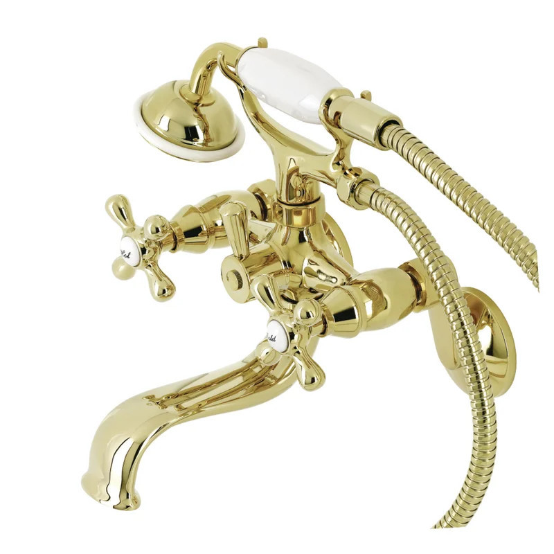 Kingston 3 Handle Wall Mounted Clawfoot Tub Faucet with Hand Shower | Wayfair North America