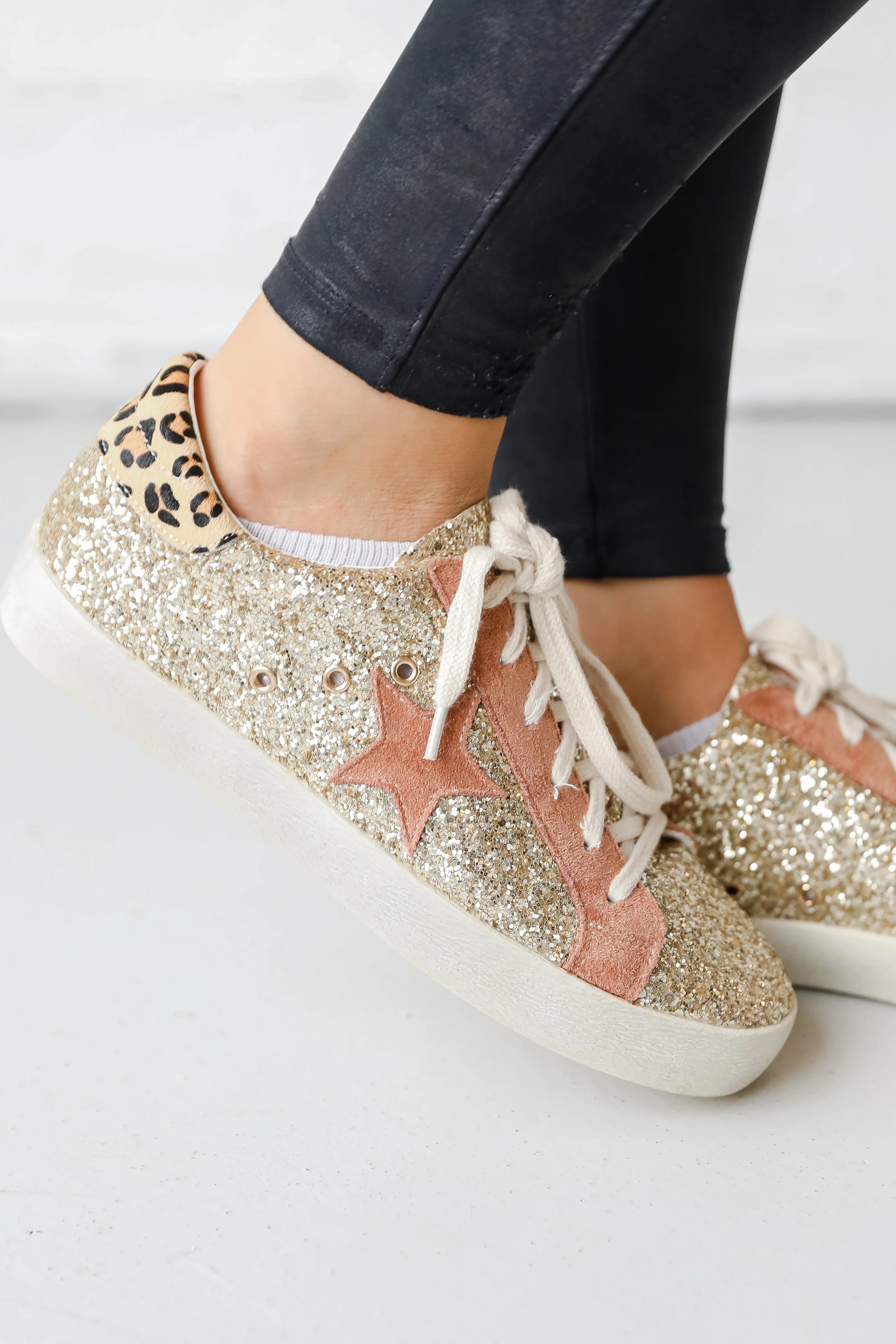 Skylar Gold Glitter Star Sneakers | Dress Up