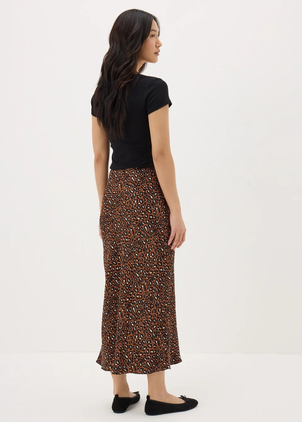 Brown Animal Print Satin Midaxi Slip Skirt | Matalan (UK)