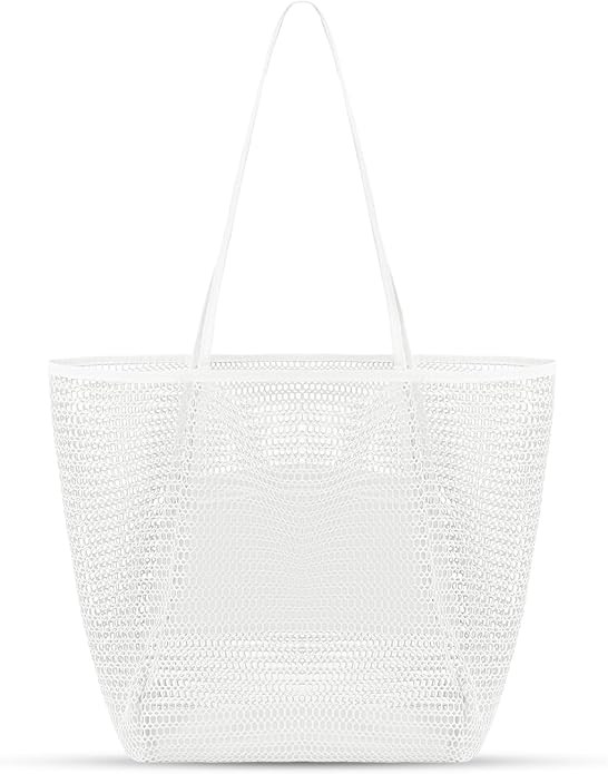 Mesh Beach Bag, Beach Bags for Women, Woven Straw Beach Tote Bag Waterproof with Inner Pocket, Pa... | Amazon (US)