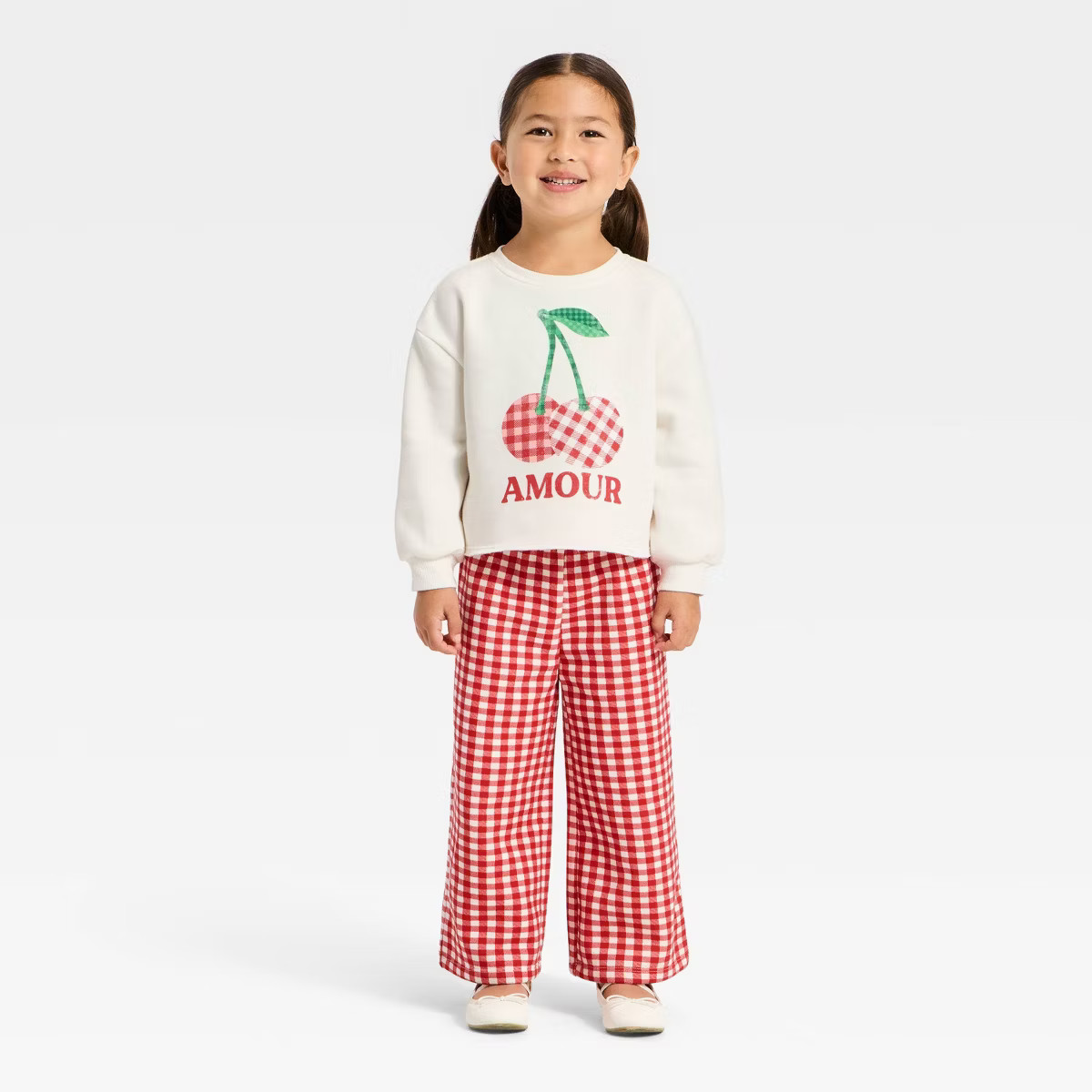 Toddler Girls' 2pc Amour Cherry Sweatshirt & Pants Set - Off-White | Target
